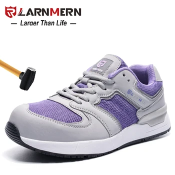 

LARNMERN Women's Work Safety Shoes Steel Toe Construction Sneaker Breathable Lightweight Anti-smashing Anti-static SRC Shoes