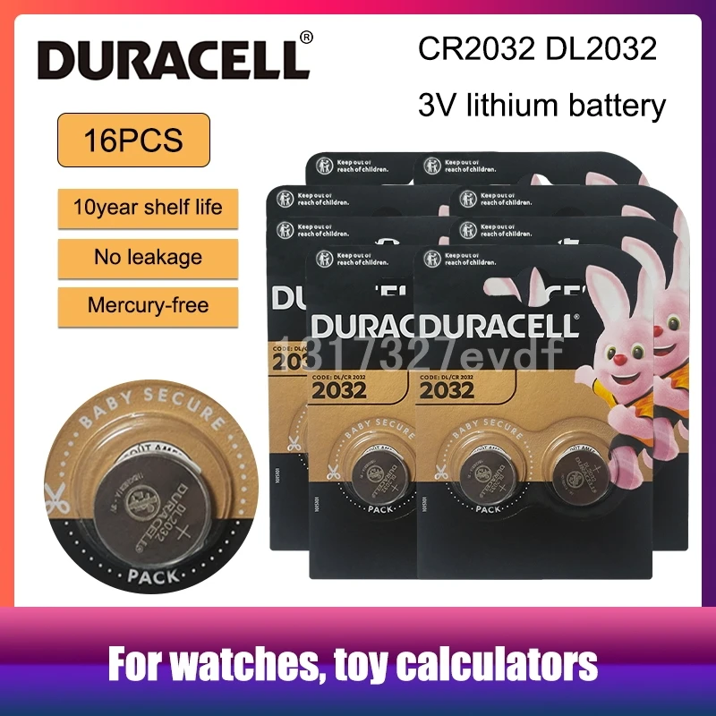 16 шт. Литиевые кнопочные батарейки для часов DURACELL cr2032 DL2032 ECR2032 5004LC KCR2032 BR2032 3 в |