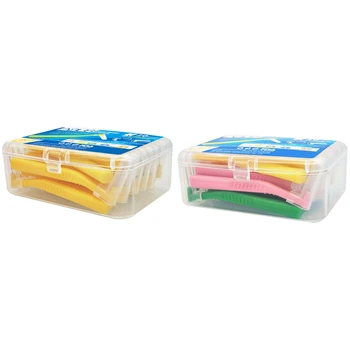 

ASUS 2 Set L Shape Push-Pull Inter Brush 20Pcs/Box Oral Care Teeth Whitening Tooth Yellow & Mixing