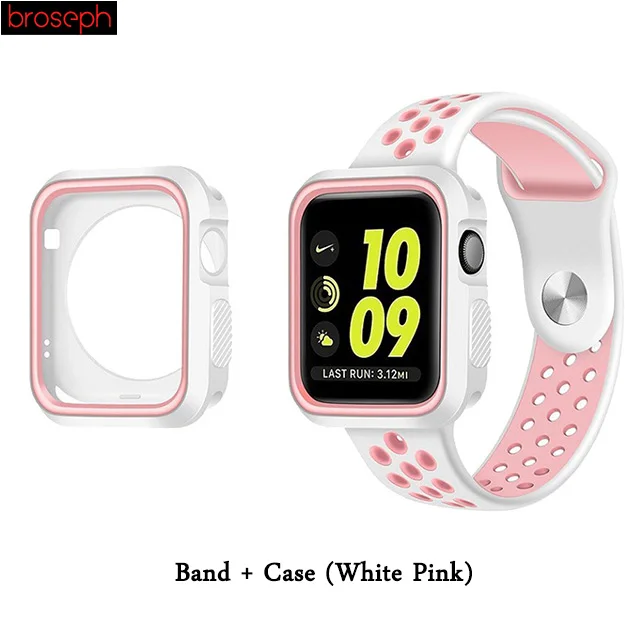 White Pink-1 Watch Protector Bumper for Apple watch 4 Case 40mm 44mm Silicone Watch Cases Cover for Iwatch Series 3 2 1 Strap 38mm 42mm - Цвет: White Pink-1