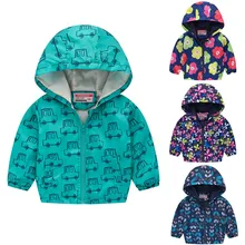 Осенняя детская одежда детские куртки для мальчиков и девочек, ветровка на молнии с капюшоном для малышей, модное пальто с принтом водонепроницаемые толстовки с капюшоном
