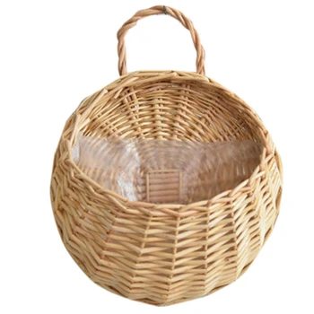 

Creamy-white Wicker Wall Hanging Flower Basket Wicker Bird's Nest Flower Pot Wicker Hand-Woven
