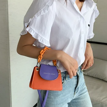 

Fashion Hit Color Crossbody Bag Women Acrylic Chain Small Tote Shoulder Handbag Popular Simple Female Daily Bag