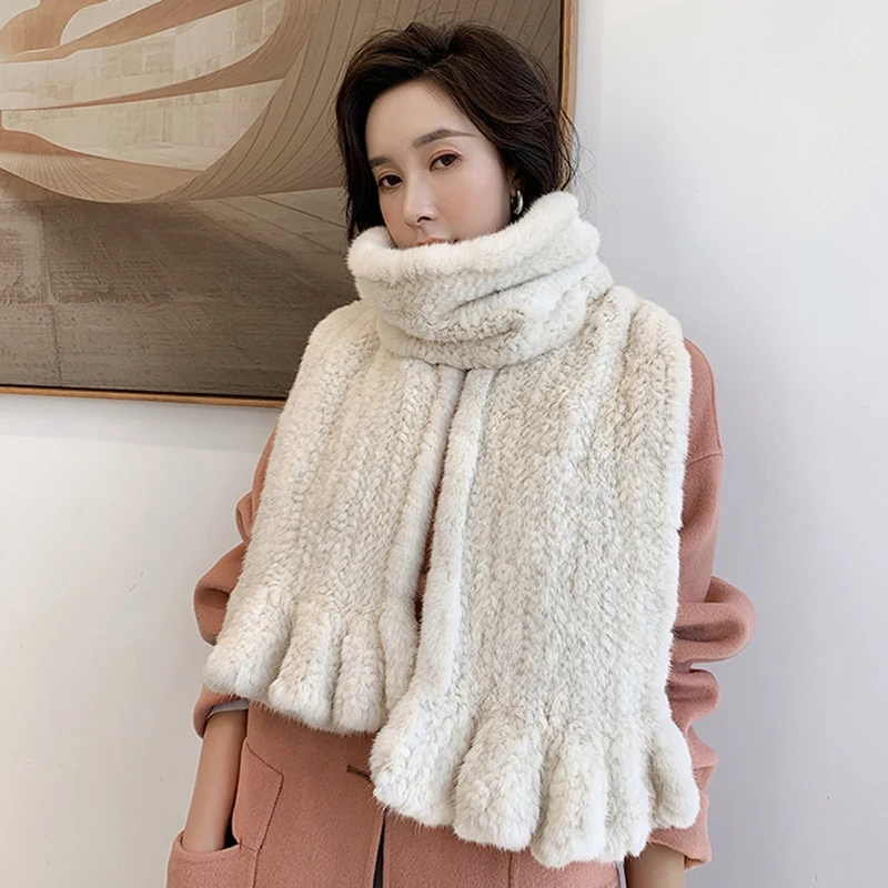 2020 женские зимние шарфы из натурального меха норки толстые теплые шали высшего