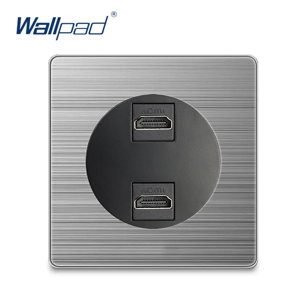 Wallpad 2 HDMI-совместимая настенная электрическая розетка серебристая панель из