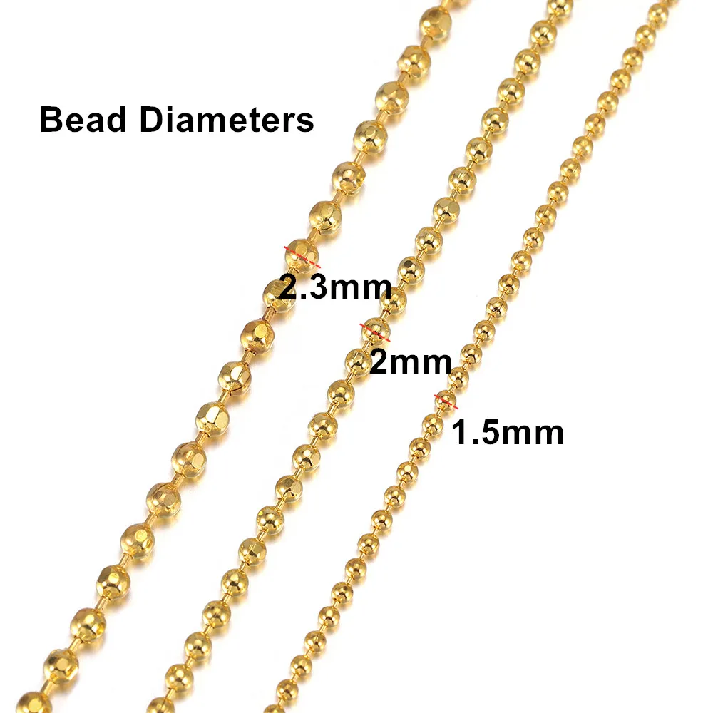 REGELIN 10m/Roll Dia 1.5mm Colorful Round Bead Ball Chains Bulk Copper Jewelry  Chains for Necklaces Jewelry Making Supplies