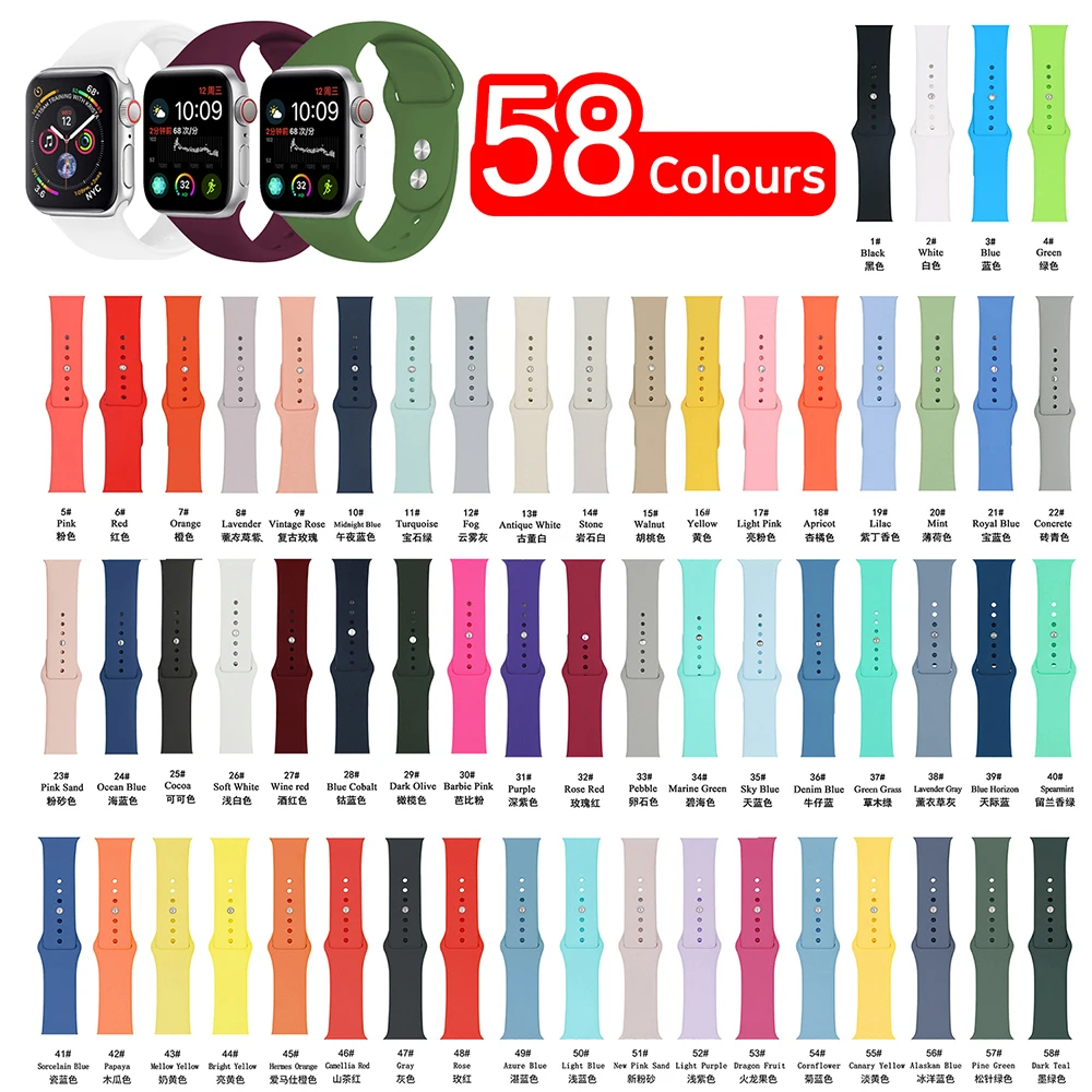 44 мм ремешок для Apple Watch Series 5 силиконовые iWatch ремешки 40 42 браслет резиновый часов
