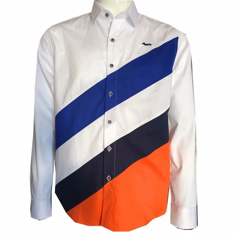 298 white-Orange Мужская модная повседневная однотонное с длинным рукавом, рубашка, приталенная, мужская, деловая рубашка Eden Park, брендовая мужская одежда, EP176 - Цвет: 298 white-Orange