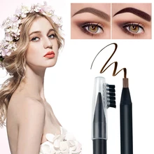 1 шт., 5 цветов, ручка для бровей, водонепроницаемая, долговечная, не Цветущая, макияж, карандаш для бровей с щеткой для бровей, инструмент, косметика,, TSLM2