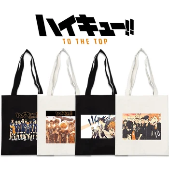 

Anime Volleyball boy Shopping Bag Haikyuu !! Printed Canvas Handbag Large Capacity Single Shoulder Shopping Bags For Men Women