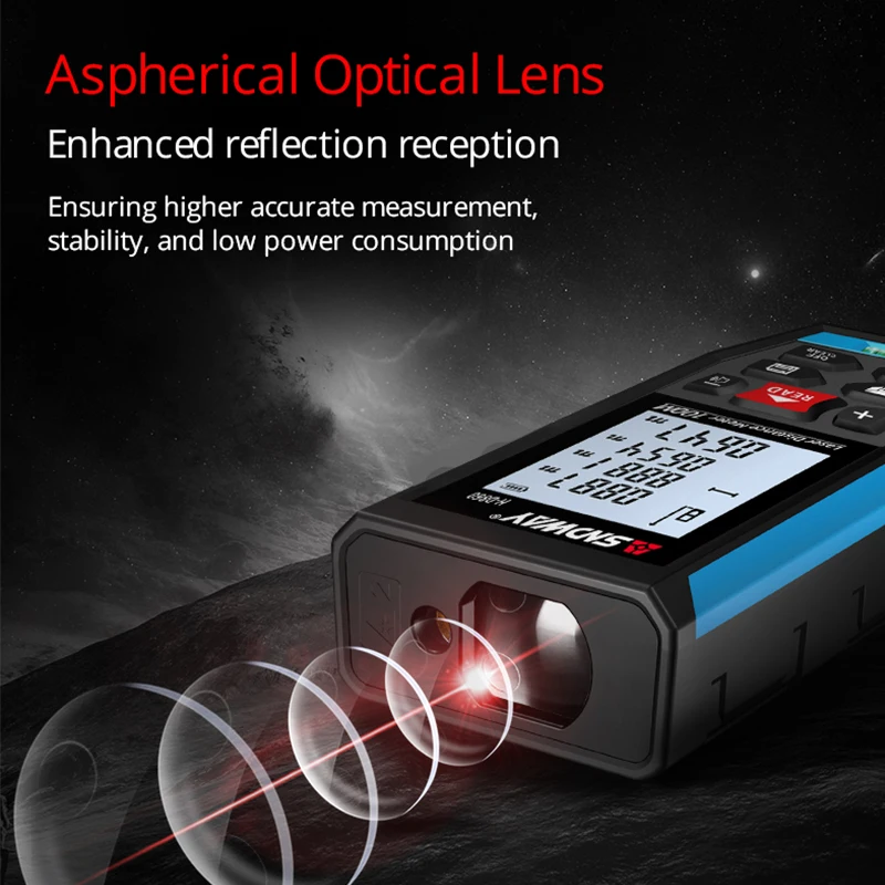 Sndway Rechargeable Laser Rangefinder Electronic Roulette Laser Measure 50M 70M 100M 120M Range Finder Digital Meter Lazer Tape