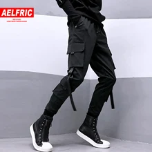 AELFRIC хип-хоп штаны-шаровары с несколькими карманами и лентами, брюки-карго, мода, Харадзюку, Повседневная Уличная одежда, мужские брюки для бега, большие размеры