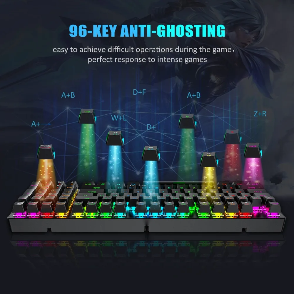 VicTsing PC259 Mechanical Keyboard RGB USB Wired Gaming Keybaord Blue Switch With 96 Keycaps Customized RGB Backlit For PC Gamer (4)