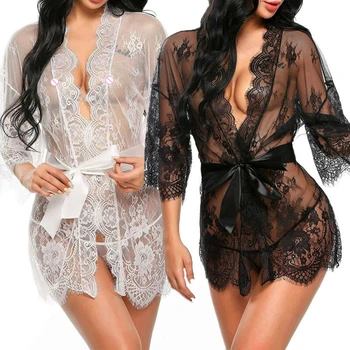 

M-3XL Size Intimates Sexy Lingerie Sleepwear Underwear Set Lace Babydoll And Panty Set G-String Sexy Costumes Erotic Nightwear