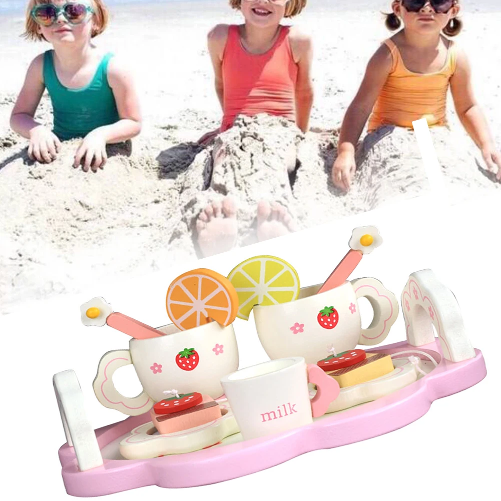 

Girl Cup Tray Kids With Box Mini Fruit Slice Tea Set Toy Gift Wooden Bowl Kitchen Spoon Pretend Play