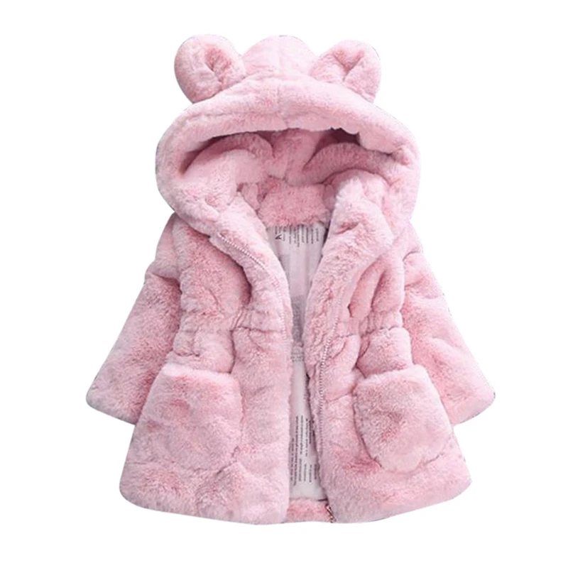 Зимняя куртка для девочек и мальчиков; Зимняя Толстая теплая плюшевая парка с капюшоном; пальто; детские куртки; ветровка; одежда для малышей; 19Aug - Цвет: Pink