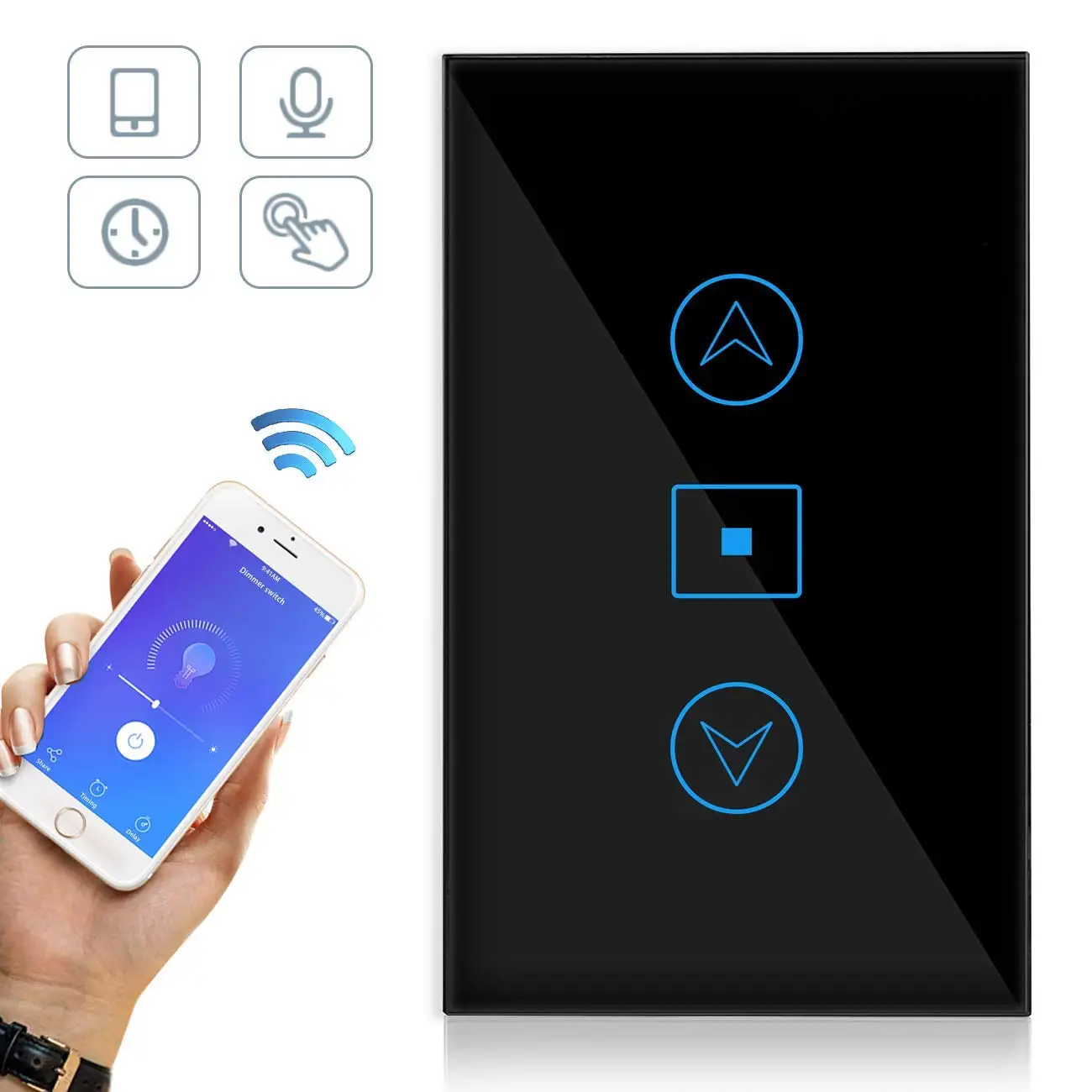 WiFi умный диммер, настенный светильник, сенсорная стеклянная панель, приложение Ewelink, голосовой пульт дистанционного управления, домашний комплект, работает с Alexa Google Home Siri - Цвет: Black