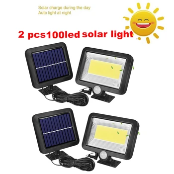 

2/4pcs Split Wall Light Outdoor Light Extension Cord Waterproof Solar Powered Garden Street Wall Split 100/56/30 LED PIR Motion