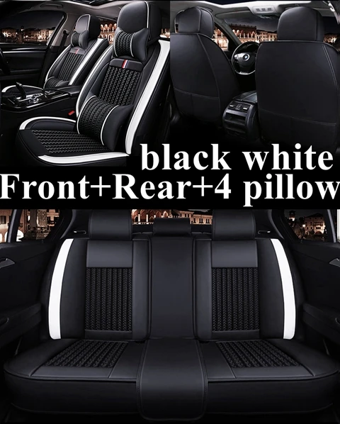 Чехол на сиденье автомобиля для Toyota corolla rav4 Auris chr yaris Camry avensis Honda Fit Civic Accord Suzuki Swift sx4 Fiat Punto BRAVO - Название цвета: black white luxury