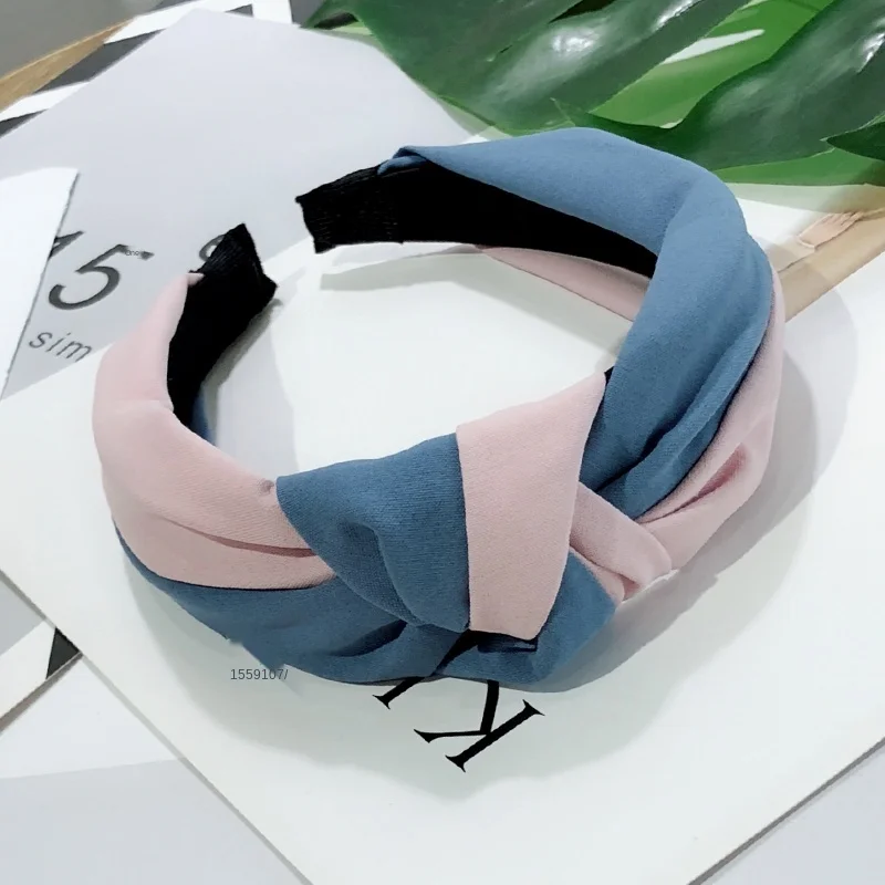 

New Korean headband, simple temperament, color matching, fabric, wide edge, non-slip headband, press hair accessories