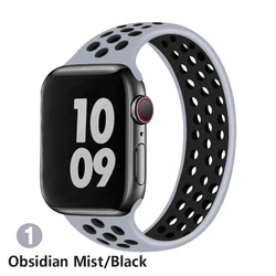Silicone Solo Loop Strap for Apple Watch Band - Ultra Comfortable Replacement Bracelet (01 Mist Black)
