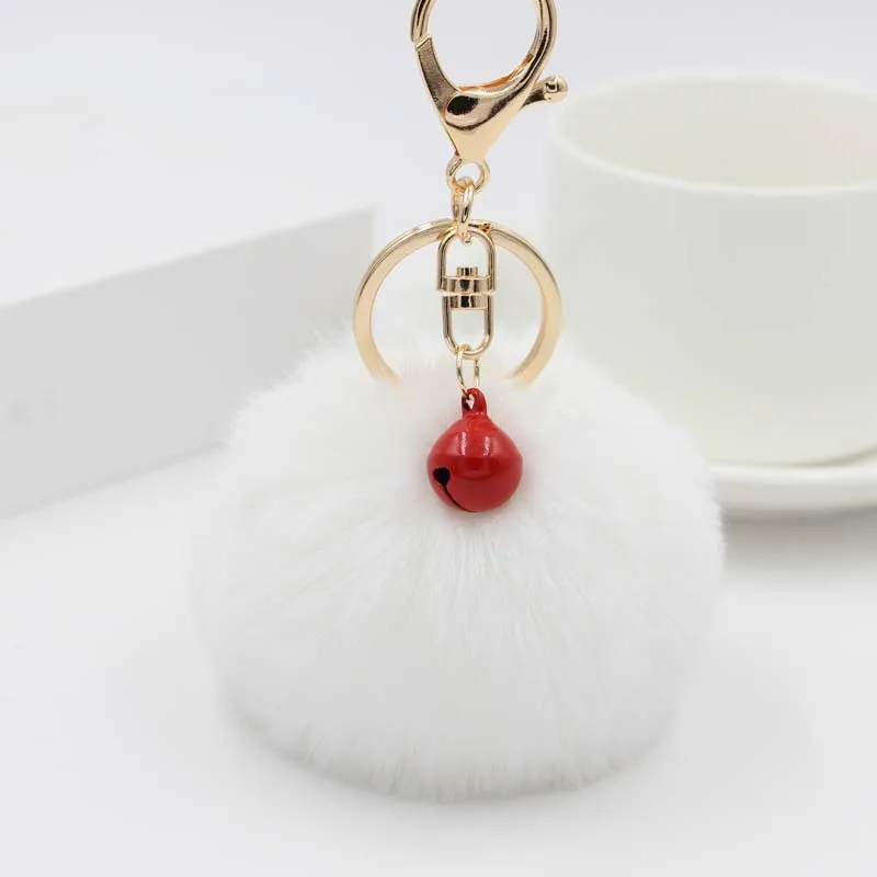 Модные кожаные колокольчики Мультяшные милые плюшевые игрушки Hairball ключ пряжки для сумок подвесные детские игрушки милый брелок плюшевые маленькие игрушки - Цвет: White