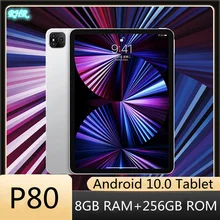 Nova almofada p80 pro 8 polegada tablet android 10 dez núcleo 8gb ram 256gb rom tablets pc 1280x800 4g rede duplo alto-falante telefone tablette