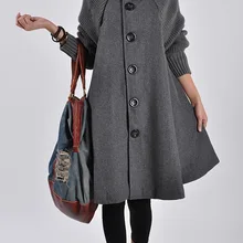 Осень и зима, стиль, корейский стиль, платье большого размера, шерстяное пальто средней длины свободного кроя, плащ, шерстяной Тренч