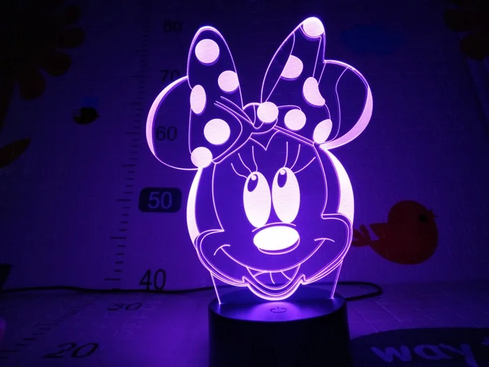 7 Детский Ночной светильник с рисунком Минни Маус, 3D иллюзия, Usb сенсорный светильник, декор для спальни, подарок для девочки, настольная лампа, прикроватная - Испускаемый цвет: 7
