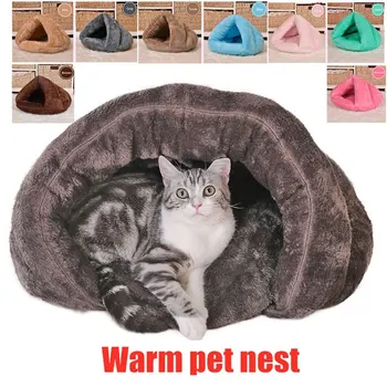 

Pet Bed For Large Cats Dogs Soft Nest Kennel Bed House Sleeping Bag Mat Pad Tent Pets Winter Warm Cozy Beds 2 Size S L 5 Colors