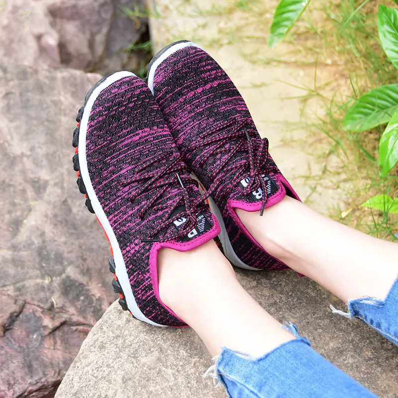 

New Style Autumn Old Beijing Cloth Shoes WOMEN'S Shoes Lace-up Flat Anti-slip Mom Athletic Shoes Breathable Old Man Walking Shoe