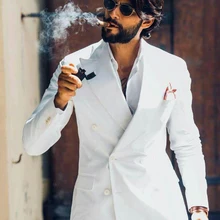 Красивый свадебный льняной мужской костюм мужские блейзеры на заказ свадебные смокинги для жениха 2 шт пальто Брюки Вечеринка Выпускной торжество