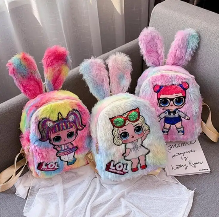 

L.O.L.surprise ! new women's bag plush rabbit ears backpack children's backpack