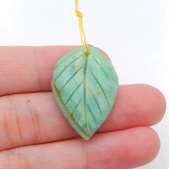 

Natural stone Carved leave Chrysocolla Pendant,29x20x5mm，3.9g