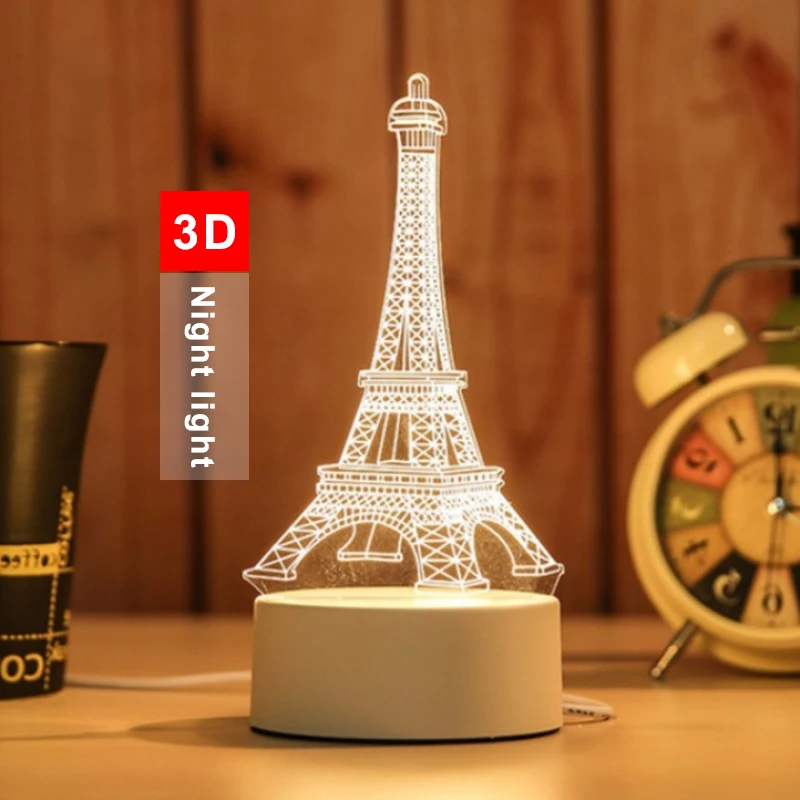 3D Настольный светильник Ночной светильник Настольная Лампа Рождественская атмосфера сенсорный Управление Арт малыш Современные хрустальные люстры милые яркие креативные