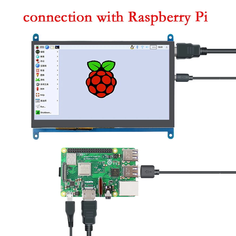 7 дюймов Raspberry Pi 3 сенсорный экран 1024*600 Raspberry Pi 4 ЖК-Дисплей HDMI TFT монитор для Raspberry Pi 3 Model B+ PC Pi 4B 3B