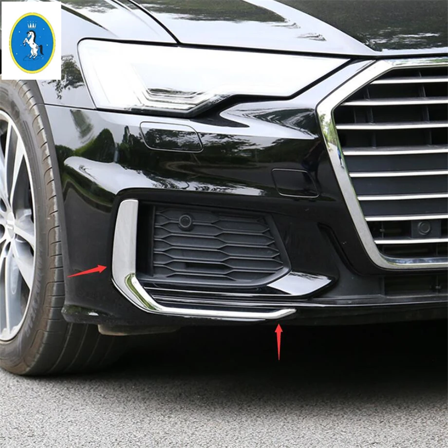 Yimaautotrims авто аксессуары передние противотуманные фары лампа век брови полосы крышка отделка хром подходит для Audi A6 C8 ABS