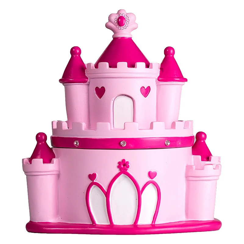  Pink Castle Design Baby Souvenirs Teeth Storage Box Children Milk Teeth Organizer Box Resin Style S