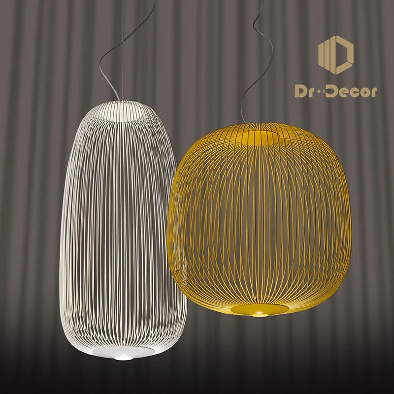 Nordic Remote LED Pendant Lamp Control Foscarini Spokes Bird Cage Lights Industrial Iron Indoor Decor Lighting Fixtures | Лампы и