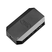 DEEPCOOL-câble de séparation pour moyeu de ventilateur de refroidissement, 1 à 10 broches, PWM FH-10, alimenté par l'interface SATA, avec indicateur LED, autocollant de montage