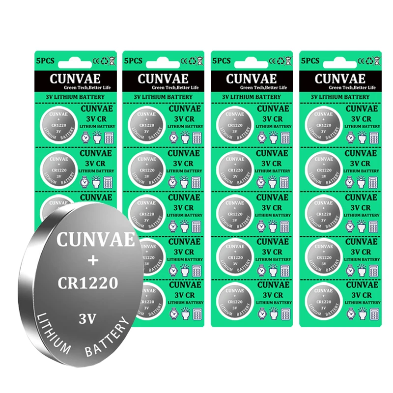 3V CR1220 Button Cell Batteries CR 1220 3V Lithium Coin Battery BR1220