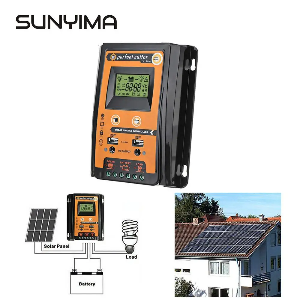 3 Solar Controller 12V//24V Intelligent Solar Charge Controller with Digital Display Reliable