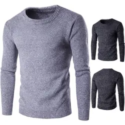 ZOGAA/2019 осенне-зимний мужской свитер, Повседневный, с круглым вырезом, однотонный, облегающий трикотаж, мужские свитера, пуловеры, мужские