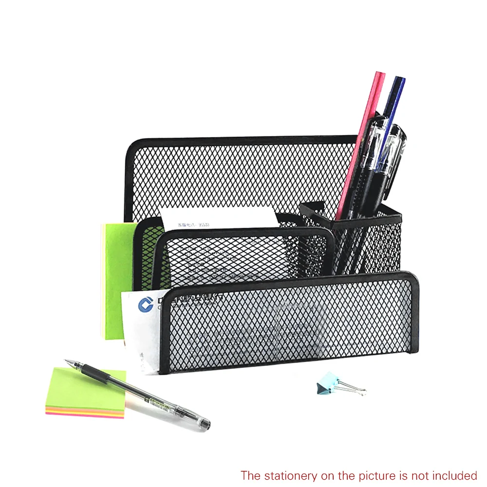 

Metal Mesh Desk Mail File Organizer Practical Letter Sorter Document Filing Storage with Pen Pencil Holder for Home Office