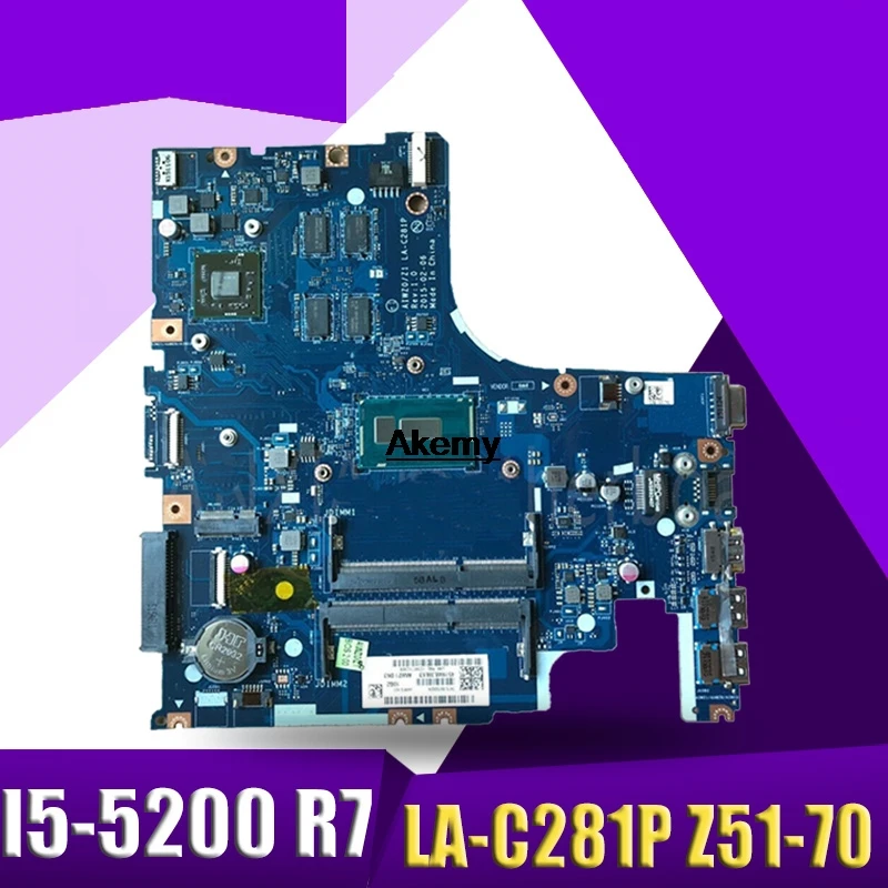 

LA-C281P Laptop motherboard for Lenovo Ideapad Z51-70 original mainboard I5-5200U R7-Video