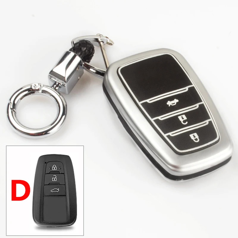 Цинковый сплав+ люминесцентный чехол для ключа автомобиля для Toyota Camry CHR Corolla RAV4 Avalon Land Cruiser Prado Prius Hilux Fortuner - Название цвета: D Silver