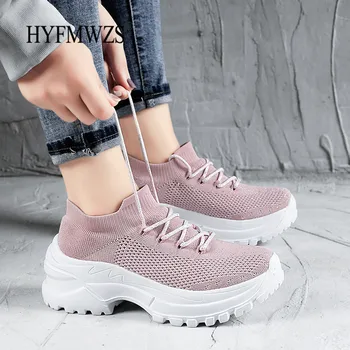 

HYFMWZS Breathable Mesh Shoes Zapatillas Mujer Basis Platform Sneakers Summer Lightweight Walking Shoes Buty Damskie Big Size 42