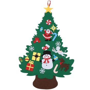 

DIY Felt Christmas Tree Pendants Wall Hanging Decoration Stickers Xmas Ornaments Children Gift for Home Christmas Decoration