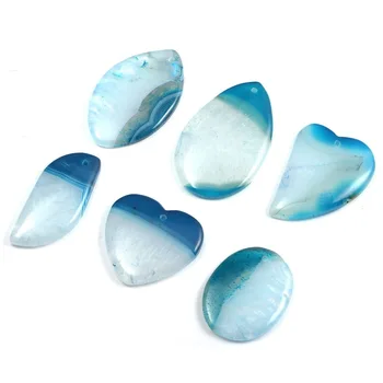 

5pc/bag Natural Stone Agate Pendant Crack Mixed Stripe Agate Stone Irregular DIY Necklace Jewelry Accessories Charm