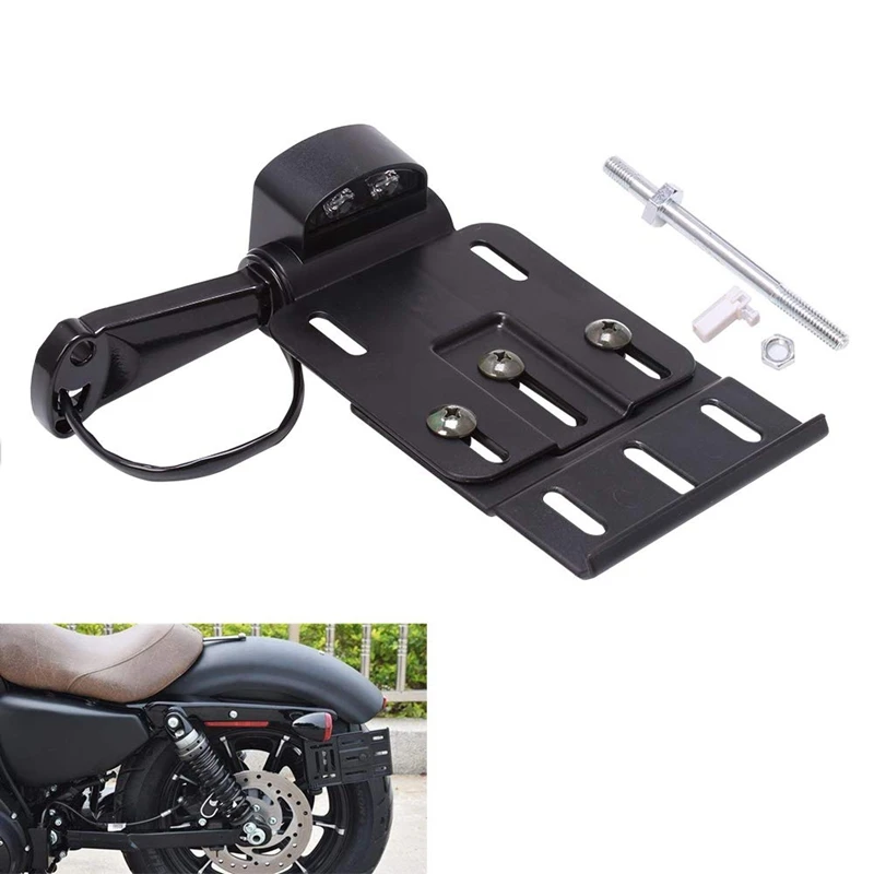 

Motorcycle Telescopic Folding LED Light Side Mount License Plate Holder with LED Light for Harley Dyna Fat Boy Sportster 883 120